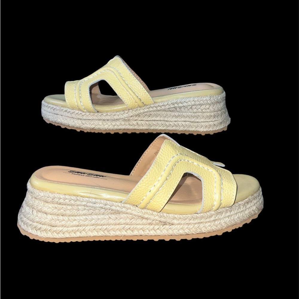 NWOT  Butter Yellow Espadrille Slide Sandals size 6.5 EU 37 No box - Picture 8 of 8